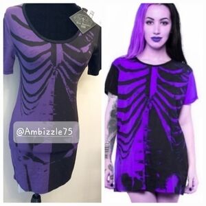 Iron Fist Bad to Bone Bodycon Dress Bat Royalty Goth Grunge Horror Halloween